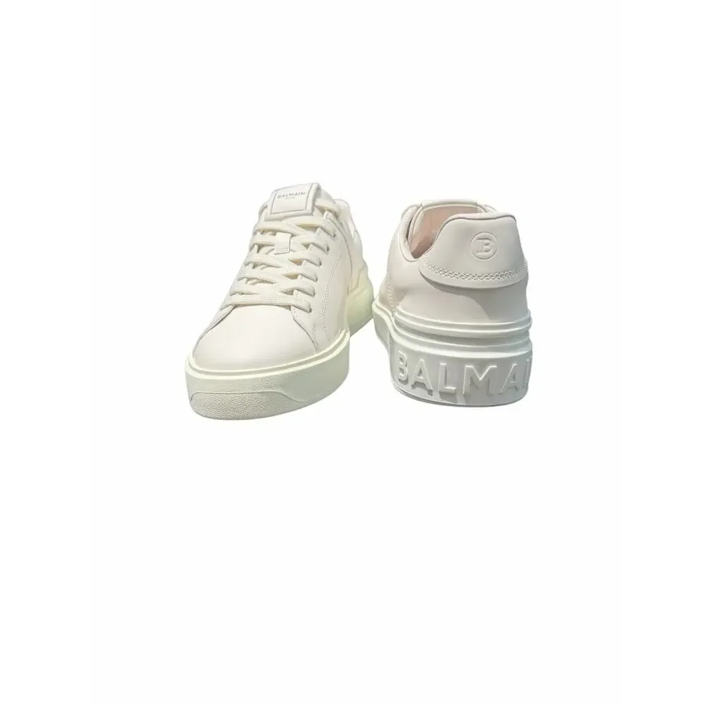 Balmain Paris B-Court White Leather Platform Sneakers EU 40 US 10 NIB